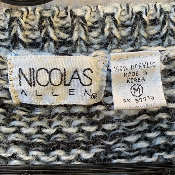 Vintage black white gray chevron chunky knit crewneck oversized grandpa sweater - Picture 5 of 16